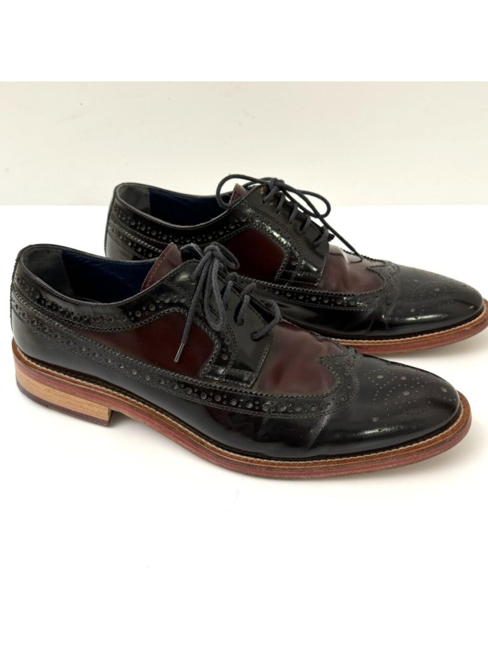 Johnston & Murphy Dress Shoes Leather Handmade in Italy Wingtip Sz 8.5 M Men's
